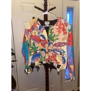 Women's Silkscapes Handpainted Multicolor Jacket Size M